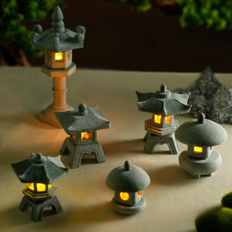Bonsai Garden Home - Mini Pagoda Lantern Light Garden Statue